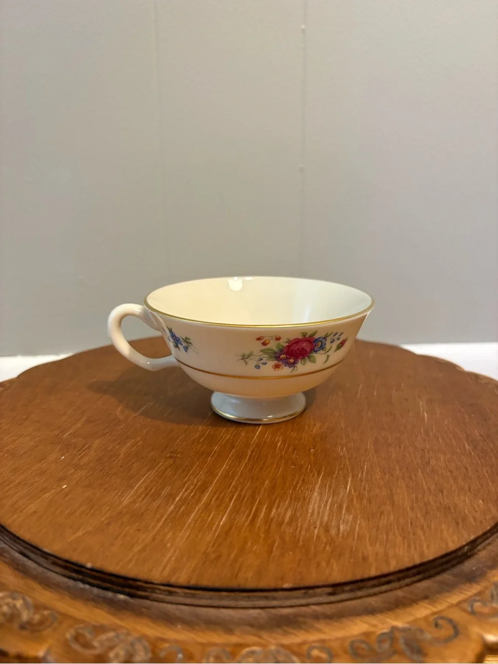 Lenox Floral Footed Teacup with Gold Trim